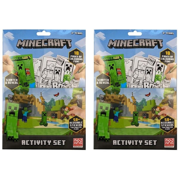 2x Minecraft Scratch & Reveal Activity Set Kids/Children Colouring Art/Craft 3y+