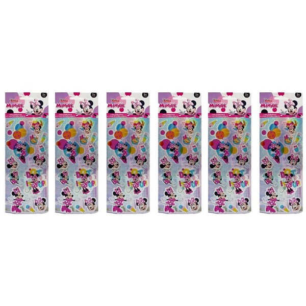 6x 3PK Minnie Mouse Kids/Children Holographic & Fun Sticker Sheets Decals 3y+