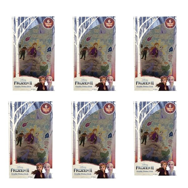 6x 6PK Frozen 2 Kids/Children Metallic Sticker Book Art Stationery Decals 3y+