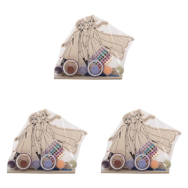 3x Frozen 2 Wooden Paint & Decorate Your Own Activity Craft Kit Kids/Children 3+