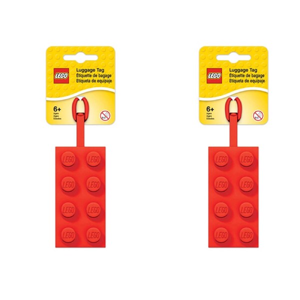 2x Lego Kids Children Brick Bag Tag Suitcase Luggage Backpack Address 6y+ Red