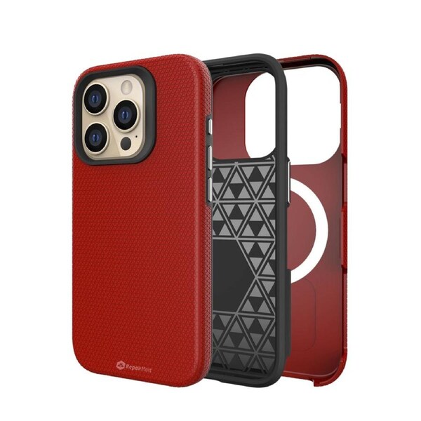 iPhone 15 Pro Max Rugged Shockproof Case Cover - Best Quality, Flexible & Strong, Lightweight, Heavy-Duty Protection, Durable, MagSafe Compatible - Red