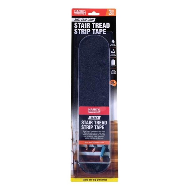 Tape Pre-Cut Strips Non-Slip Grip Tape Black 300mm x 65mm 3pk