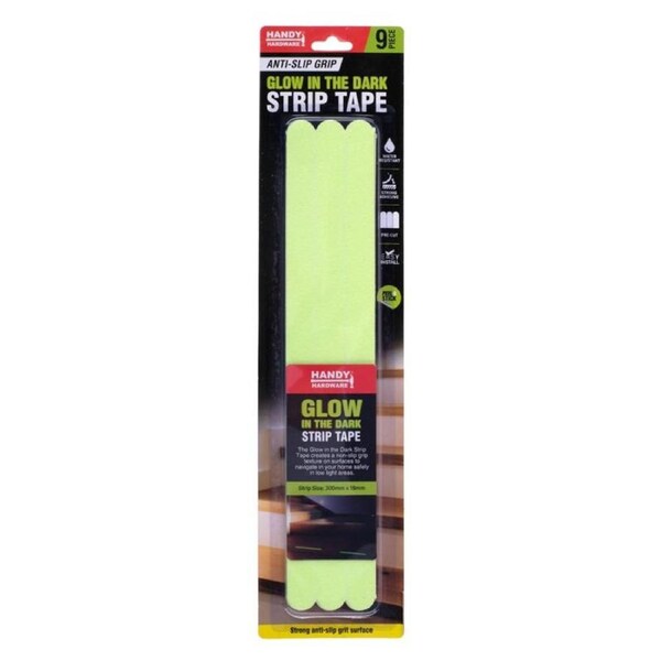 Tape Pre-Cut Strips Non-Slip Grip Tape Glow In The Dark 300mm x 18mm 9pk