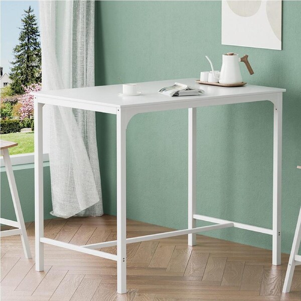 Artiss Bar Table Dining Desk High Kitchen Shelf Metal Legs Cafe Pub White