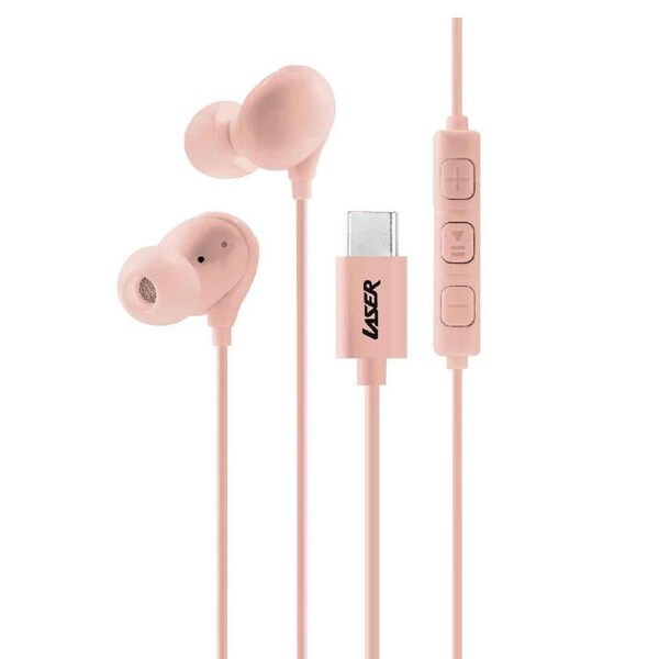 Laser Rose Earphones with USB-C - Inline Controls, Mic, for iPhone 15 & More