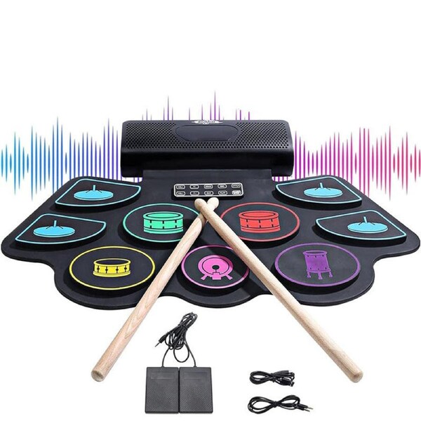 Catzon Electronic Drum Set for Kids & Adults 2 Built-in Speaker Roll up Drum