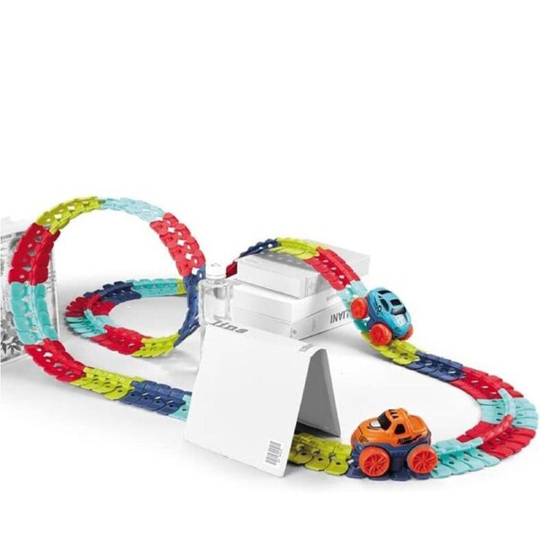 Catzon 138 Pcs Car Track Toy with LED Light Up Race Car for 3+ Year Old Kids