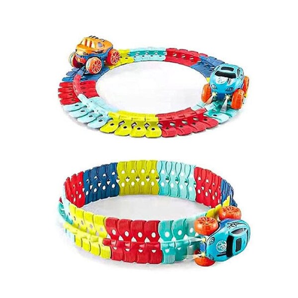 Catzon 46 Pcs Car Track Toy with LED Light Up Race Car for 4+ Year Old Kids