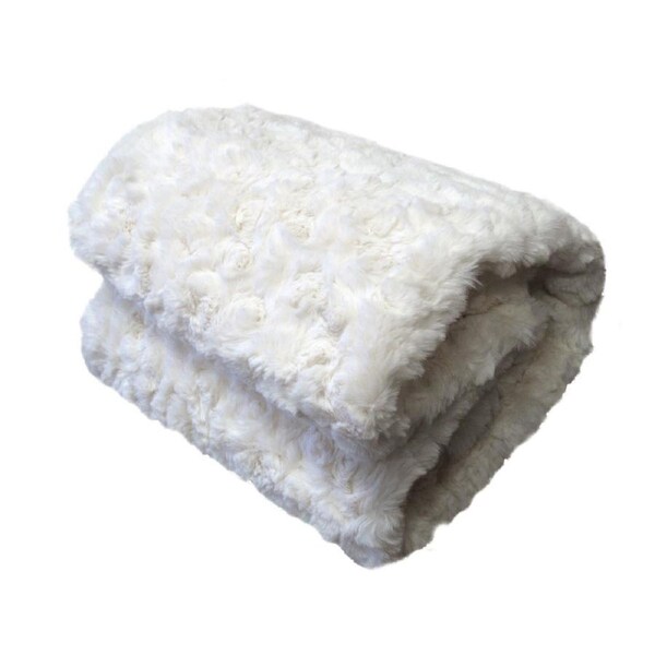 Radisson Rosette Ivory Luxury Faux Fur Throw Rug 127 x 152 cm