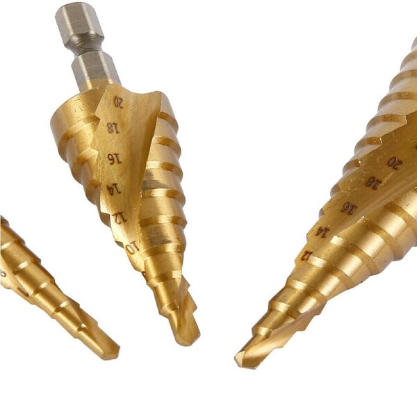 3 PCS Step Drill Bit Set Titanium 4241 28 Sizes Industrial Reamer 3-12 4-12 4-20