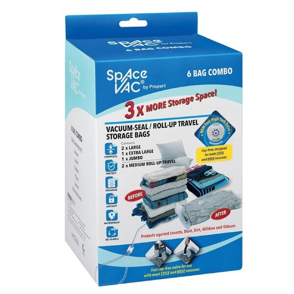 Space Vac Vacuum & Travel Storage Bags 6 Bag Combo Pack