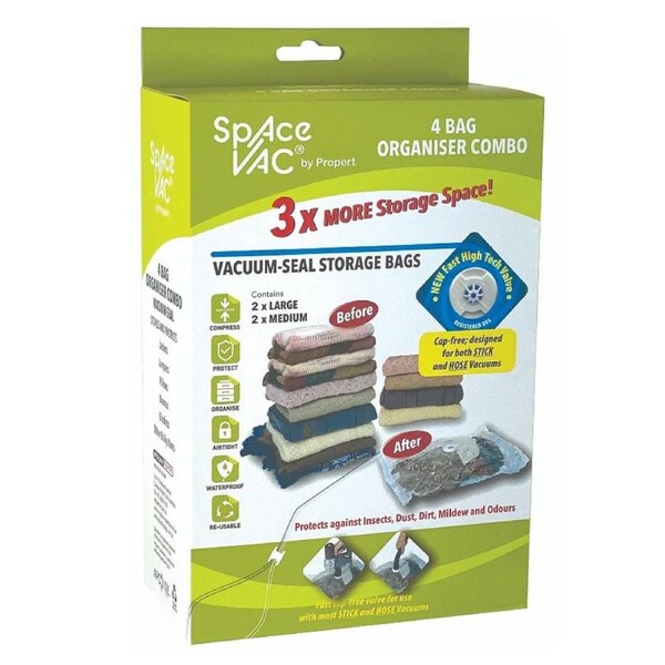 Space Vac Vacuum Storage Bags 4 Pack Organiser Combo