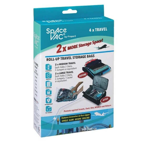 Space Vac Roll Up Storage Bags Medium & Large 4 Pack