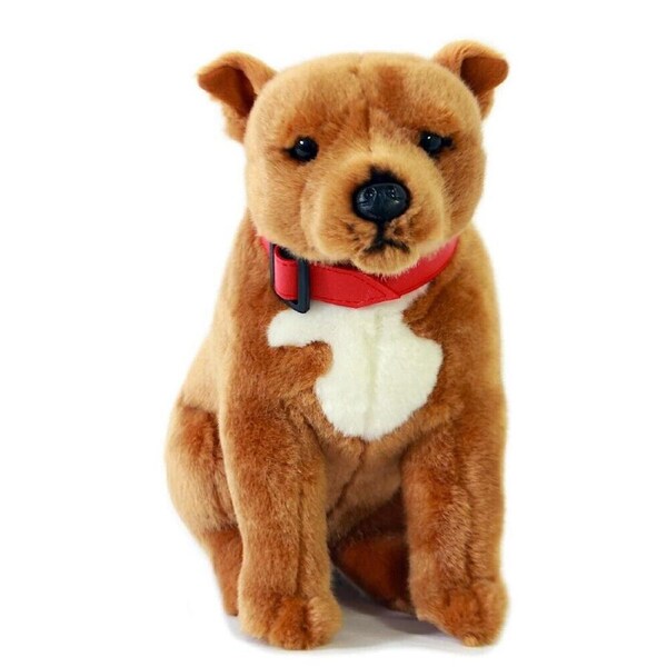Bocchetta Plush Toys - Dog Staffy Bull Terrier Staffie Brown - Lester 32cm