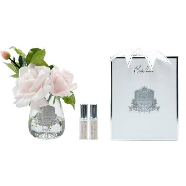 Cote Noire Tea Rose Bouquet French Pink, Clear Glass TR06