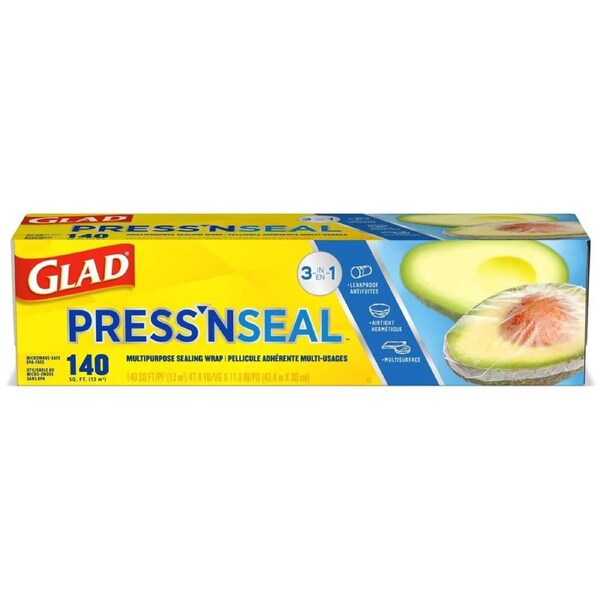 Glad Press'n'Seal 3-in-1 Multipurpose Food Sealing Cling Wrap Roll 140sqft