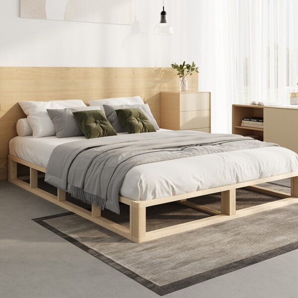 Oikiture Bed Frame King Single Wooden Bed Base Platform Cage-like Base