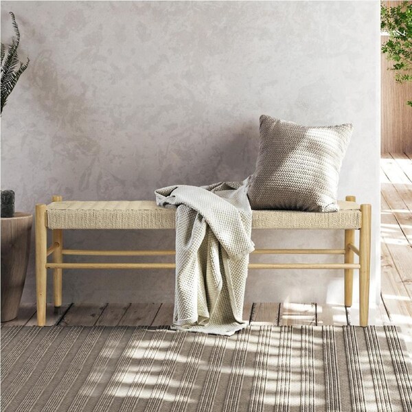 Levede Wicker Bench Dining Chair Natural