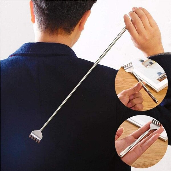 Extendable Telescopic Back Scratcher Metal Hand Claw Massager Tool with Pocket Clip