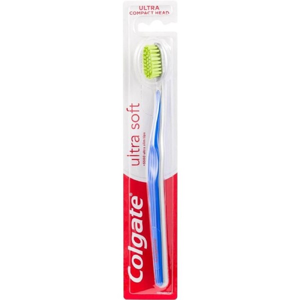 Colgate Ultra Soft Manual Toothbrush, 1 Pack, Slim Tip Bristles and Compact Head