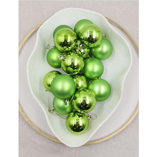 APPLE GREEN 60mm Christmas Baubles Gloss Matte 16 Pack