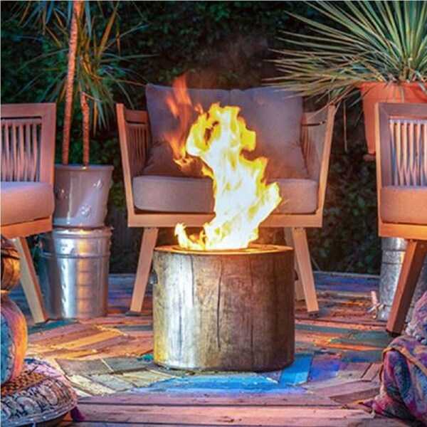 Eco Fuego Low Smoke Wax Candle Fire Pit in Wood Log Finish