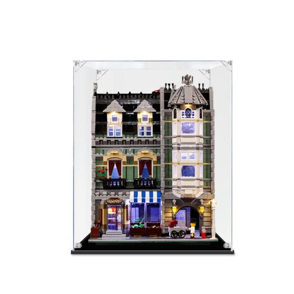 Acrylic Display Case for LEGO 10185 Creator Expert Green Grocer Figure Storage Box Dust Proof Glue Free