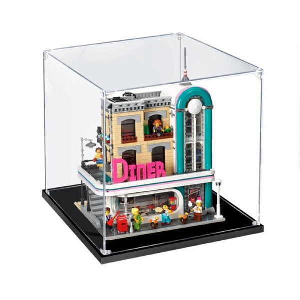 Acrylic Display Case for LEGO 10260 CREATOR Downtown Diner Figure Storage Box Dust Proof Glue Free