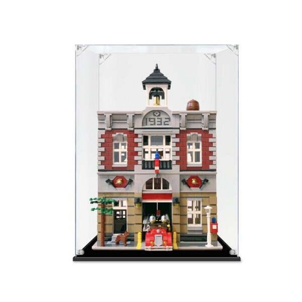 Acrylic Display Case for LEGO 10197 Creator Expert Fire Brigade Figure Storage Box Dust Proof Glue Free