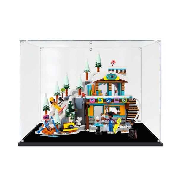 Acrylic Display Case for LEGO 41756 Friends Holiday Ski Slope and Cafe Figure Storage Box Dust Proof Glue Free