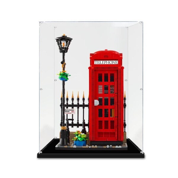 Acrylic Display Case for LEGO 21347 Icons Red London Telephone Box Figure Storage Box Dust Proof Glue Free