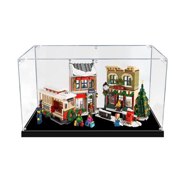 Acrylic Display Case for LEGO 10308 Icons Christmas High Street Holiday Main Street Winter Village Figure Storage Box Dust Proof Glue Free