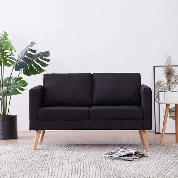 2-Seater Sofa Fabric Black vidaXL
