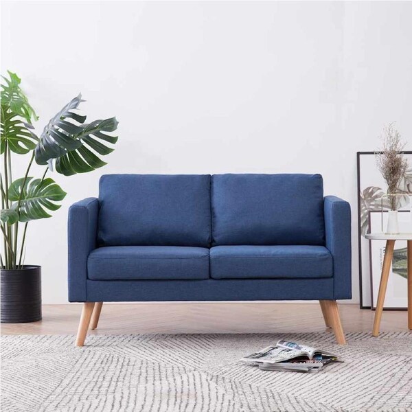 2-Seater Sofa Fabric Blue vidaXL
