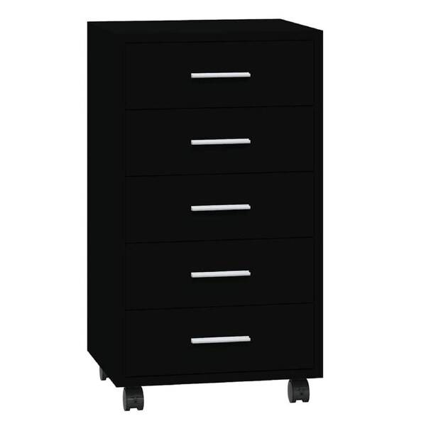 Drawer Cabinet with Castors Black Engineered Wood vidaXL
