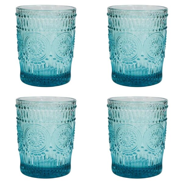 4x LVD Glass Tumbler 10cm Water/Juice Cocktail Glassware Beverage Cup Aqua