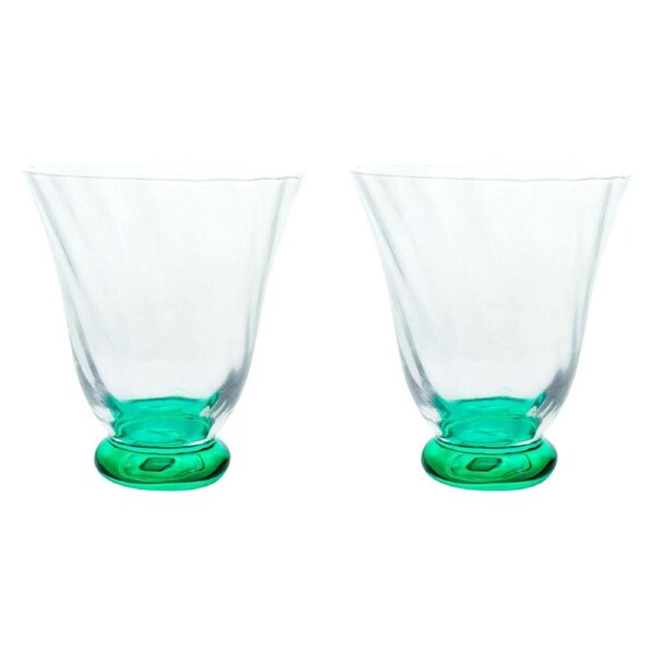 2x LVD Clear Jade 11cm Tulip Glass Water/Juice Tumbler Cup Glassware Green