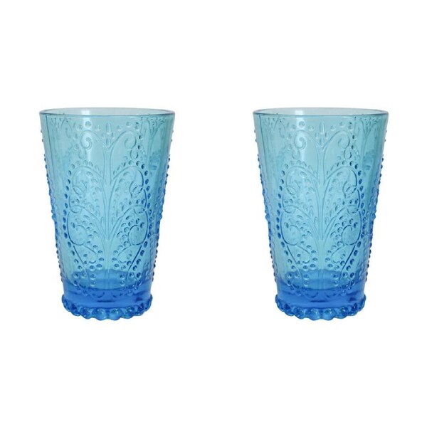 2x LVD Marine 13cm Drink Cocktail Tumbler Glass Cup Barware Glassware Blue