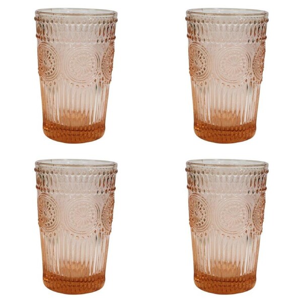 4x LVD Tall Glass 12.5cm Tumbler Water/Juice Cocktail Cup Glassware Peach