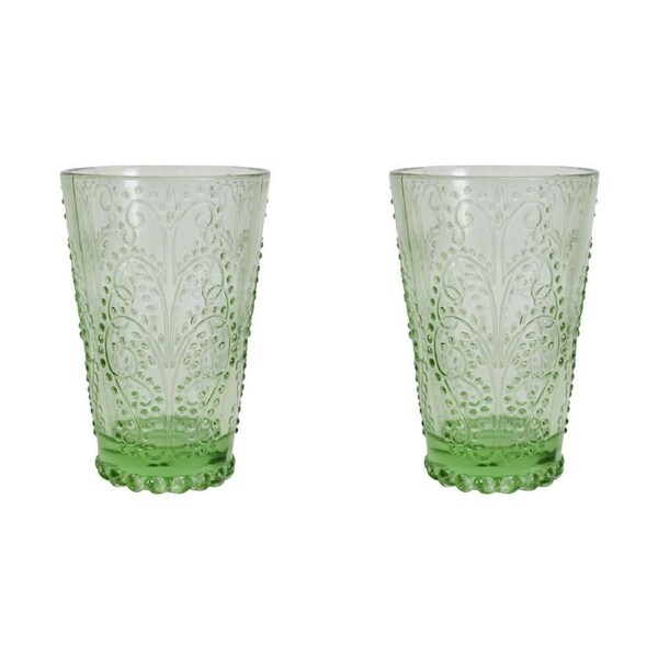2x LVD Glass 13cm Drink Cocktail Tumbler Cup Glassware Barware Apple GRN