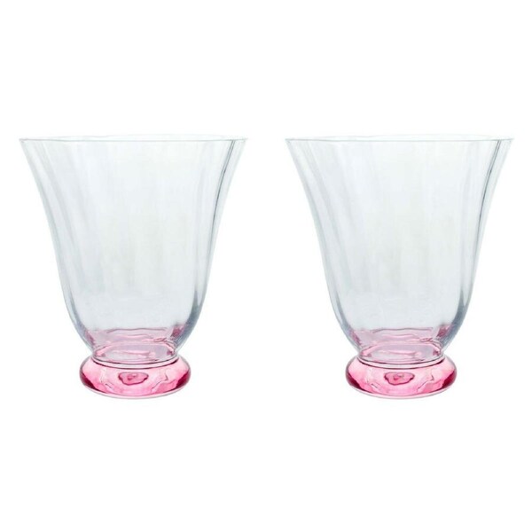 2x LVD Clear 11cm Tulip Glass Water Tumbler Cup Glassware Pretty In Pink