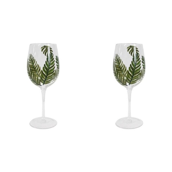 2x LVD Stemmed Tropical 23.5cm Red Wine Glass Barware Goblet Cup Green/Clear