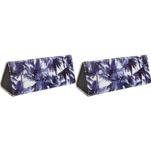 2x LVD Navy Palm PU/Cardboard 16cm Glasses Case Sunglasses Storage Box Triangle