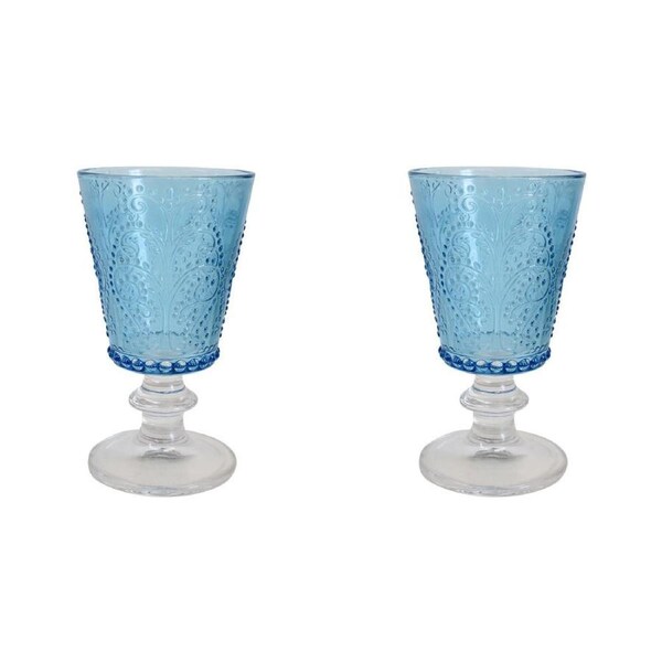 2x LVD Stemmed 16cm Red Wine Glass Party Glassware Cup Barware Marine Blue