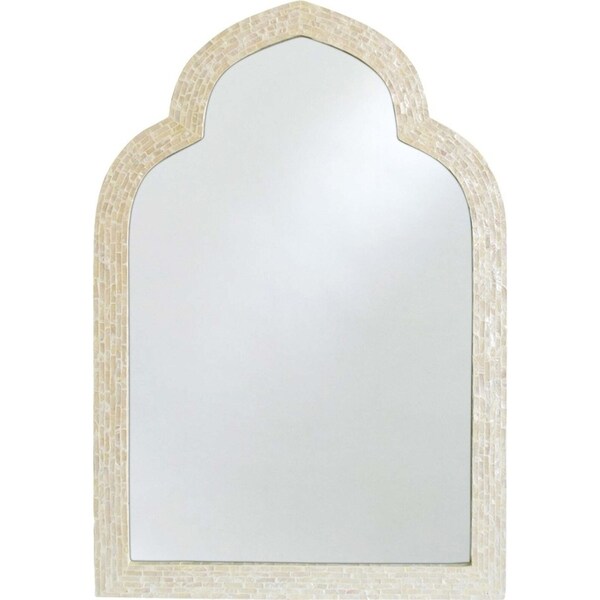 LVD Moroc Capiz/MDF 90cm Mirror Wall Hanging Home Decorative Display Tiled Ivory