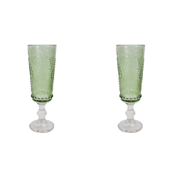 2x LVD Stemmed 19cm Champagne Flute Glass Cup Glassware Barware Apple Green