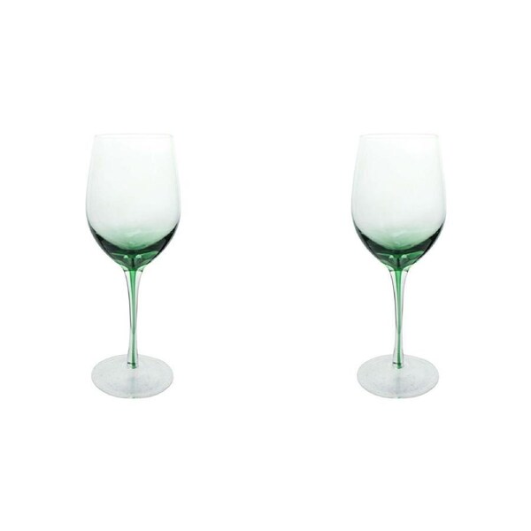 2x LVD Stemmed Juniper 22.5cm Red Wine Glass Goblet Glassware Barware Cup Green