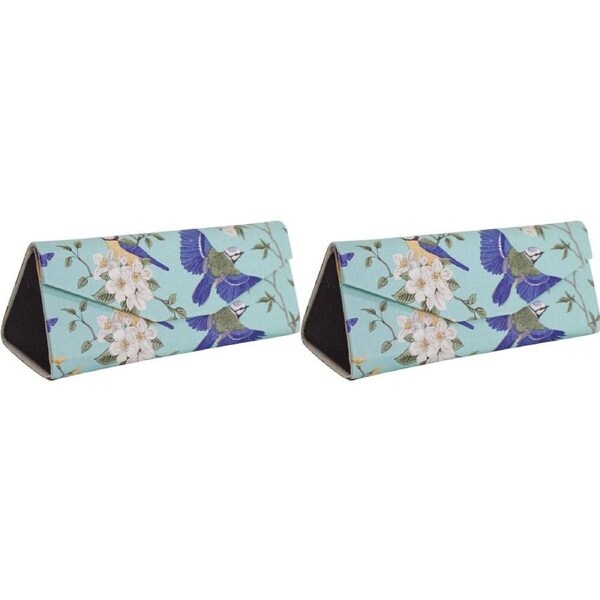 2x LVD Blue Birds PU/Cardboard 16cm Case Sunglasses Storage Box Triangle