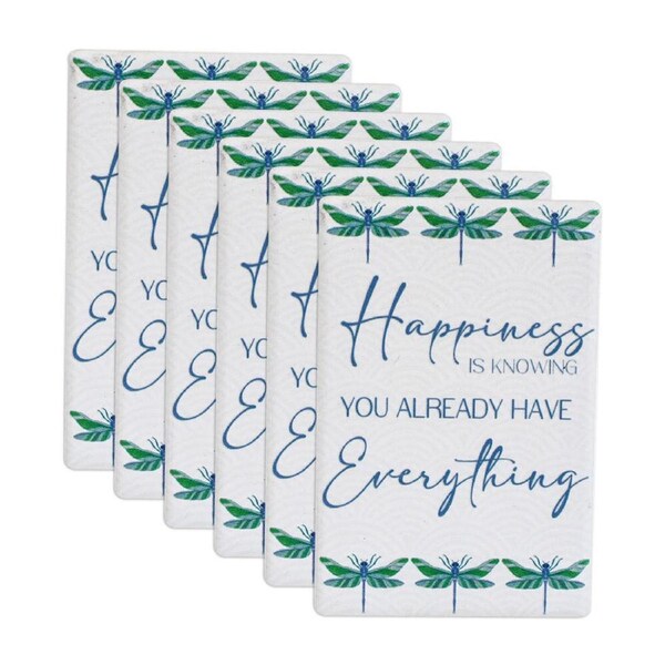 6x LVD Happiness Ceramic 9cm Fridge Magnet/Magnetic Kitchen Decorative Rectangle